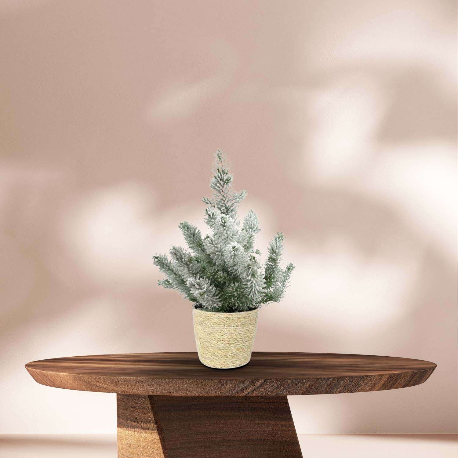 Kerstboom (Pinus Pinea 'Silver Crest') met Sneeuw in Mand - Ø17cm - ↕50cm